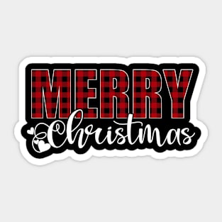 Merry Christmas Buffalo Plaid Xmas Pajamas Women Gift Sticker